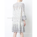 Dernières Design 2019 Dentelle Blanche À Manches Longues Volants Mini Robe D&#39;été Fabrication En Gros Mode Femmes Vêtements (TA0233D)